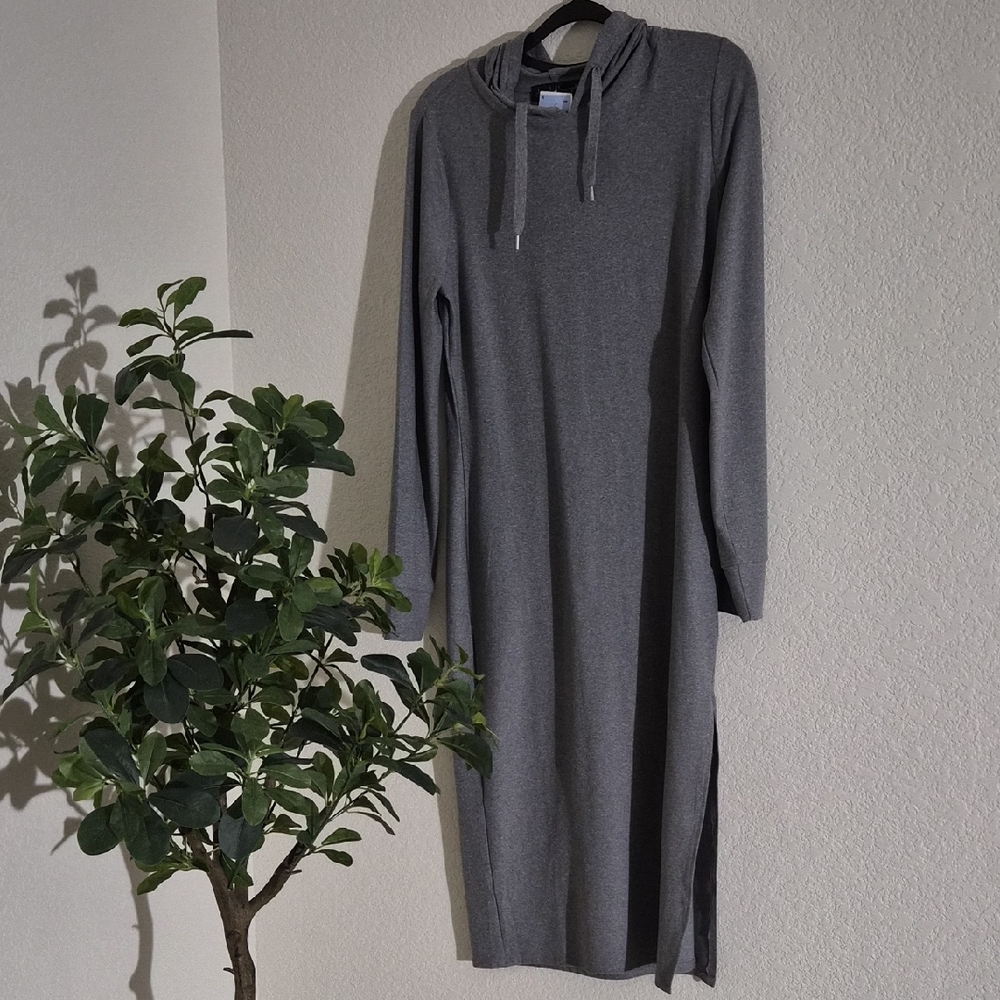 Derek Heart Charcoal Long Sleeve Hoodie Dress